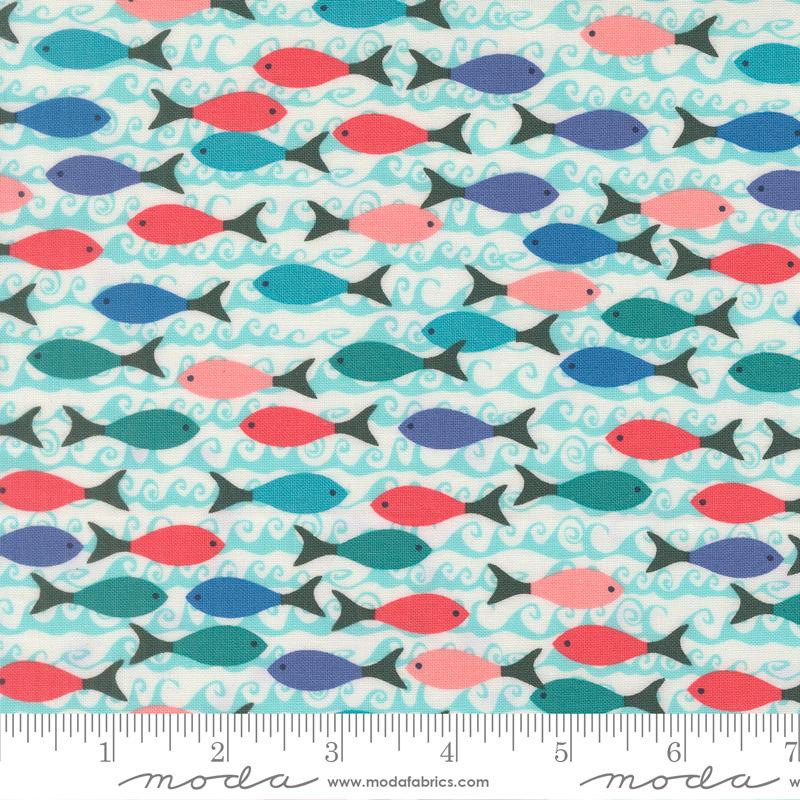 Reef by Kate Spain for Moda, School of Fish, Pearl