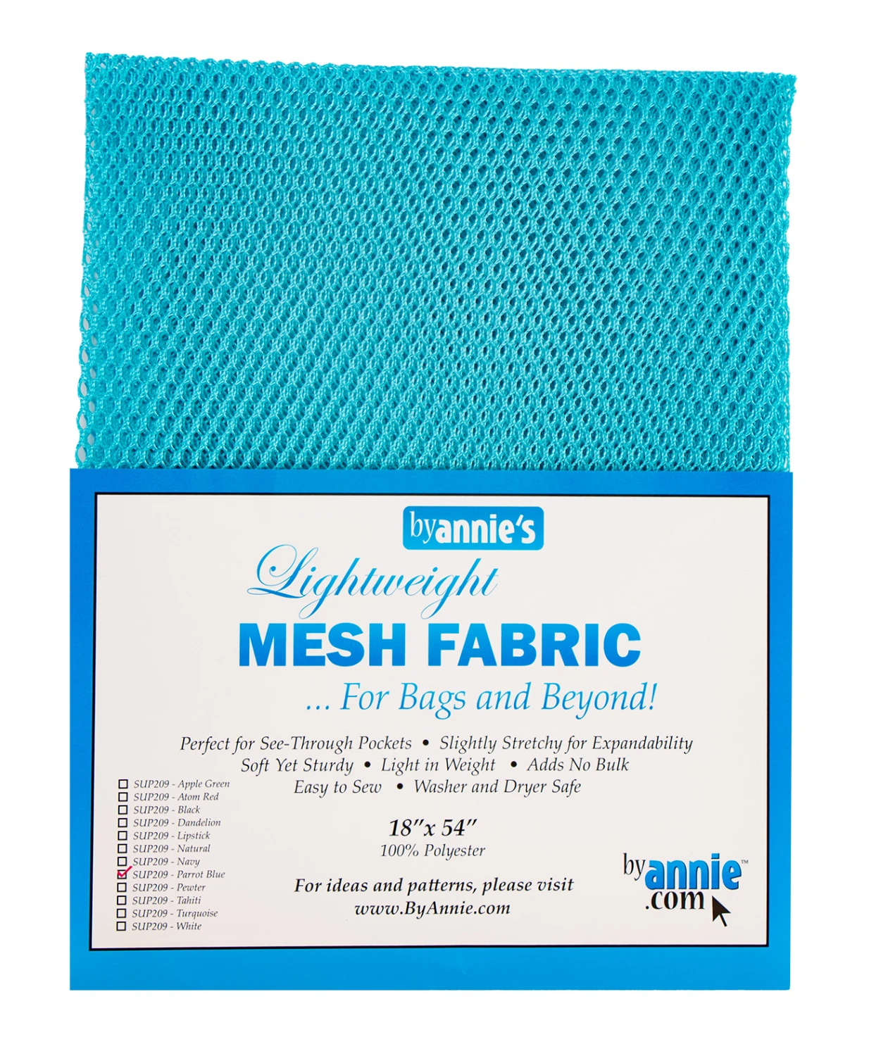 Lightweight Mesh Fabric 18" x 54", Parrot Blue