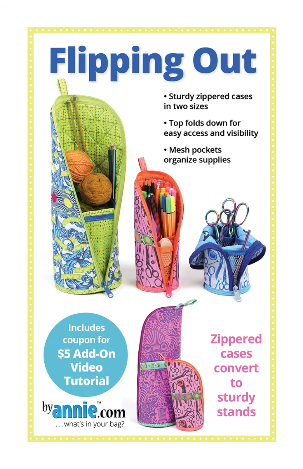 Flipping Out Pattern, byAnnie Zippered Pouch Pattern