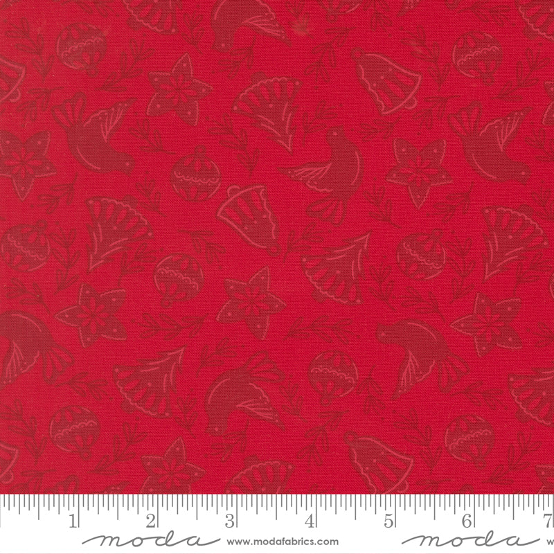 Merrily on High by Sweetfire Road for Moda, Cookie Cutters, Christmas Red