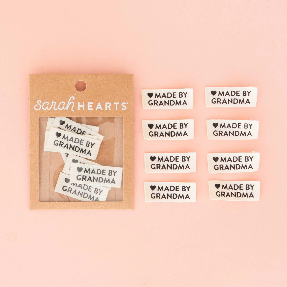 Sarah Hearts Labels, Made by Grandma, Cotton