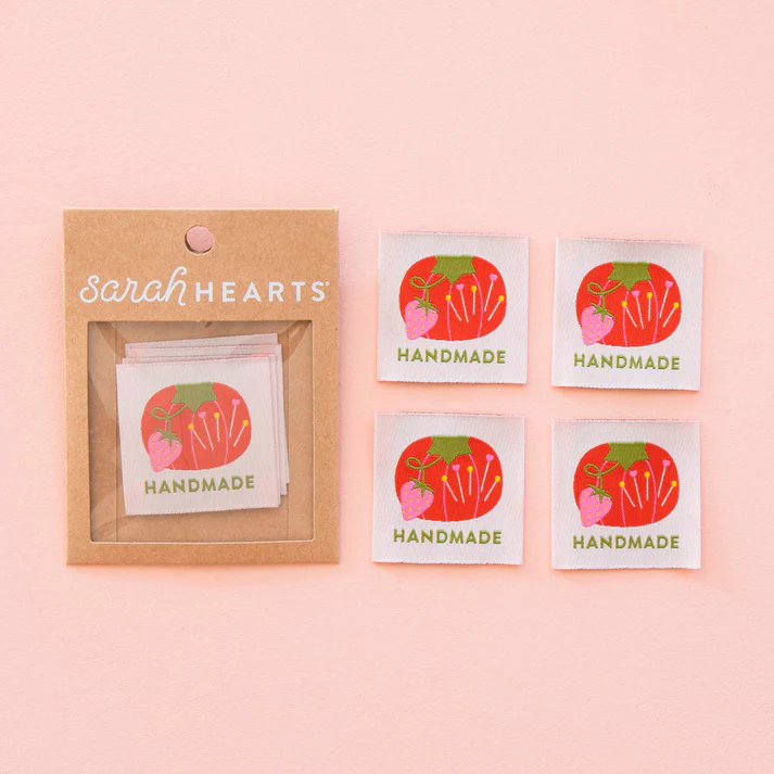 Sarah Hearts Labels, Tomato Pincushion