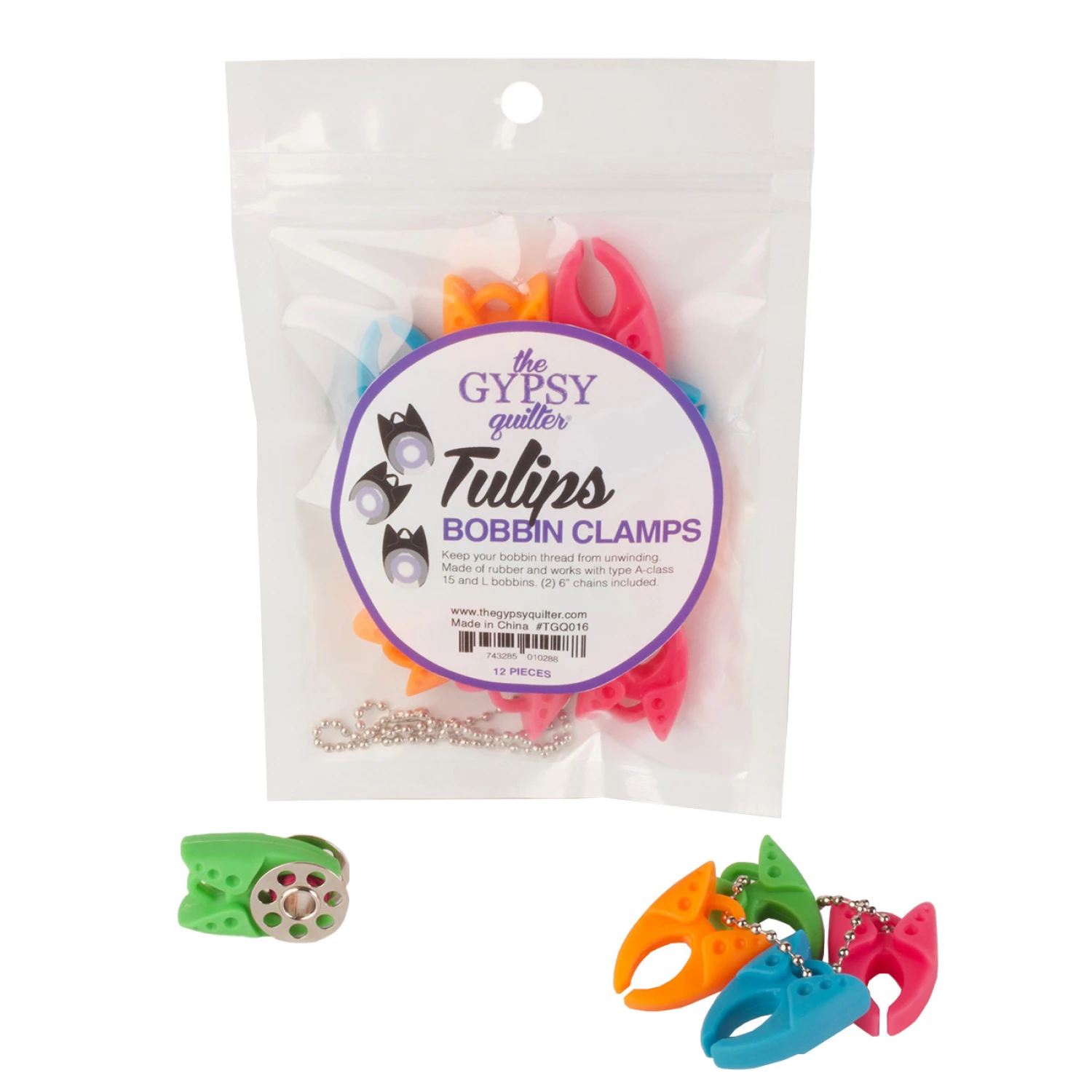 Gypsy Quilter, Tulips Bobbin Clamp, 12pc.