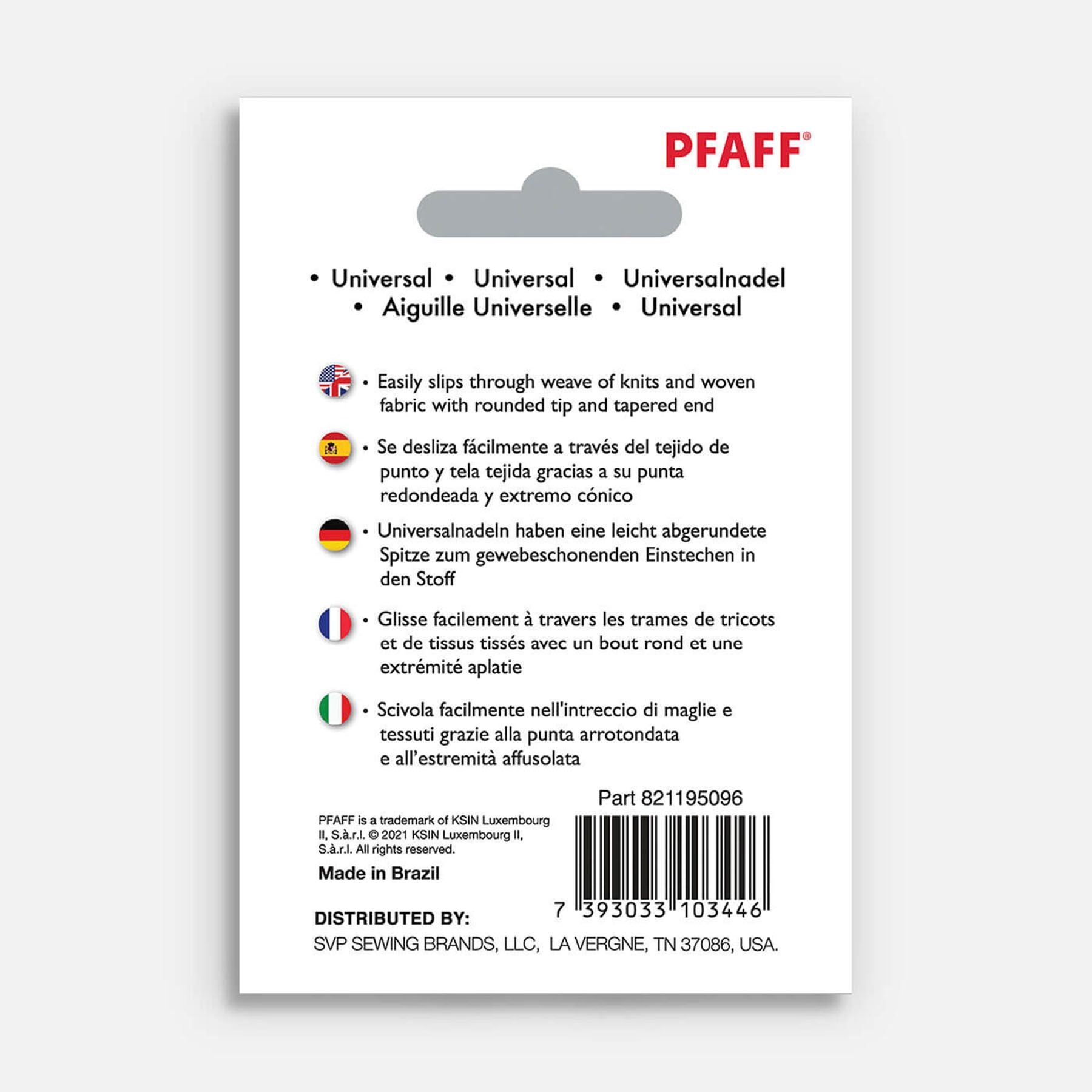 PFAFF Universal Assorted Needles - 10 pk (size 70 x 2, 80 x 6, 90 x 2)