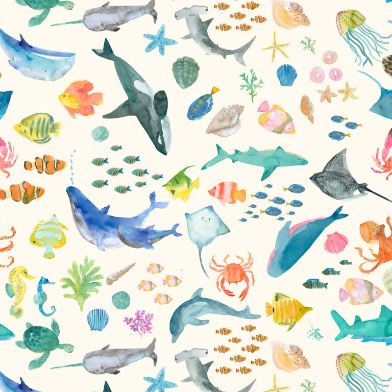 Under the Sea by Wee Blue Bell for Lewis & Irene, Under the Sea - White Sand