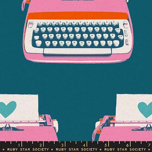 Ruby Star Society Canvas, Typewriters by Melody Miller, Teal