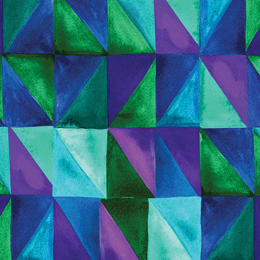 Watercolor Geometry, Teal/Multi