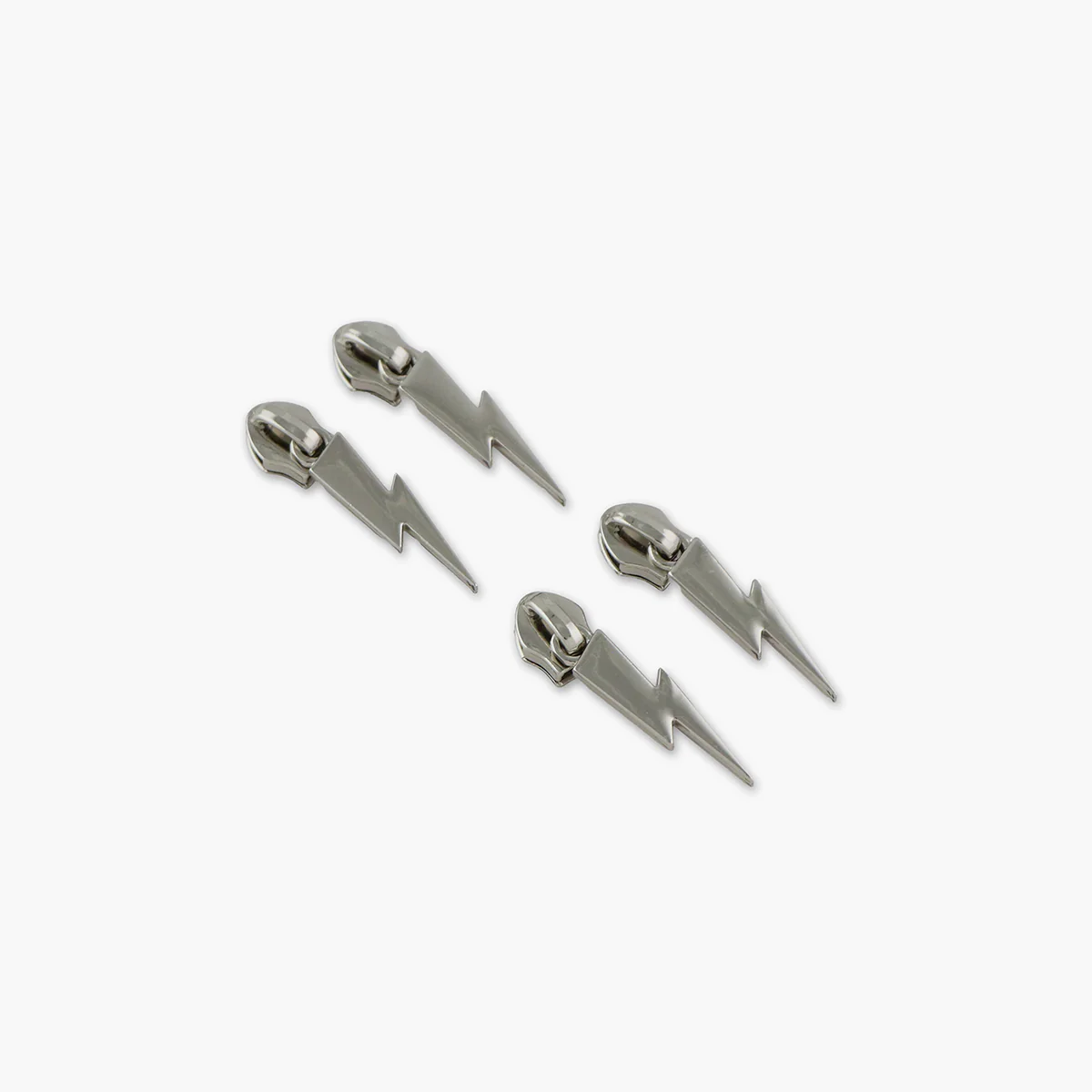 Sallie Tomato Zipper Pulls - Lightning Bolt in Nickel/Silver - set of 4