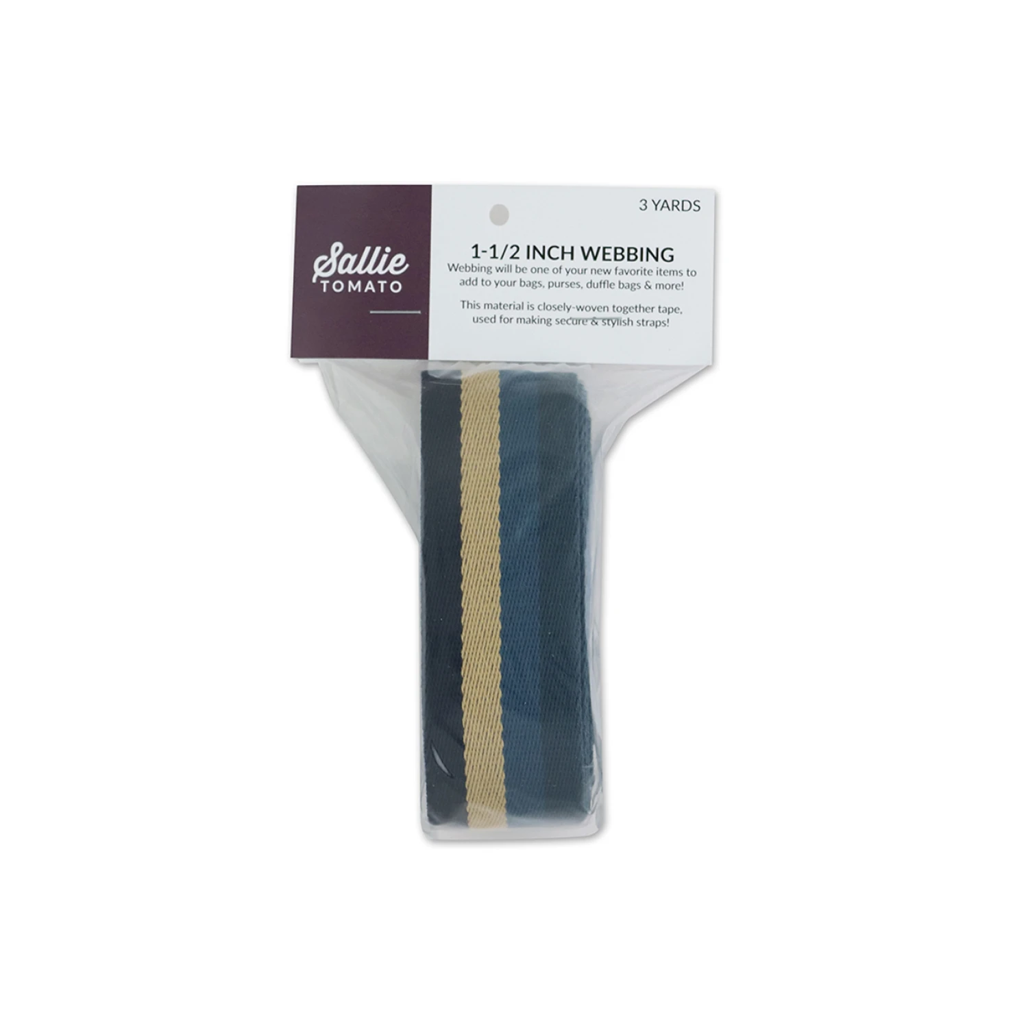 Sallie Tomato 1.5" Webbing 3 yards, Striped Boathouse