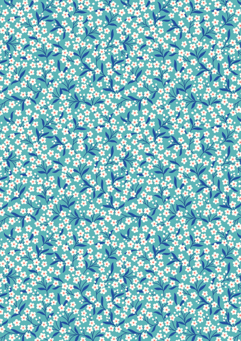 Boho Blooms, Flower Sprigs, Turquoise and Blue