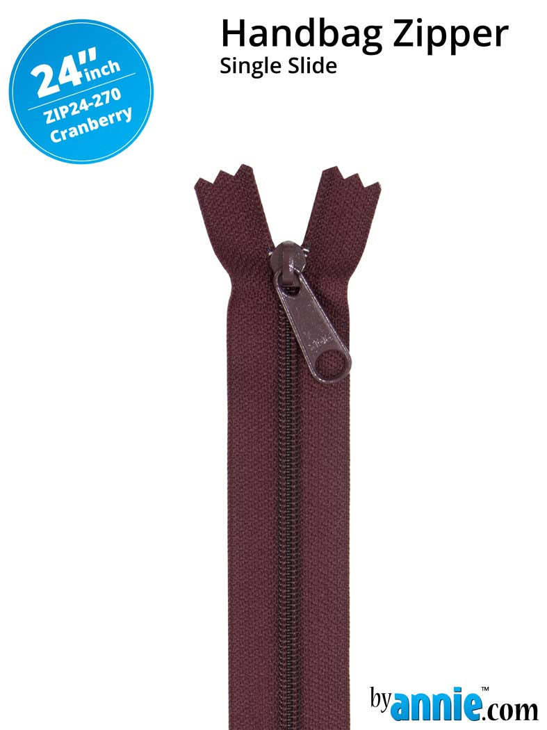 By Annie, 24" Single Slide Zipper, Cranberry