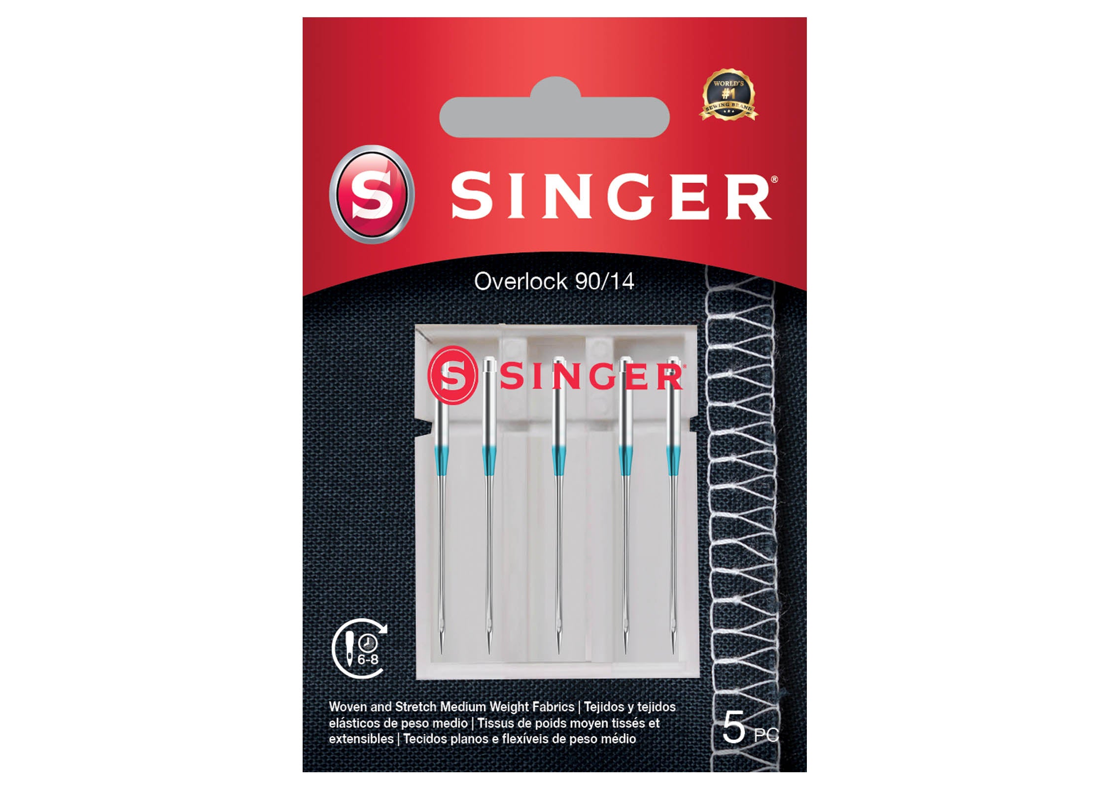 Singer Overlock Needles Size 90 - 5 pack