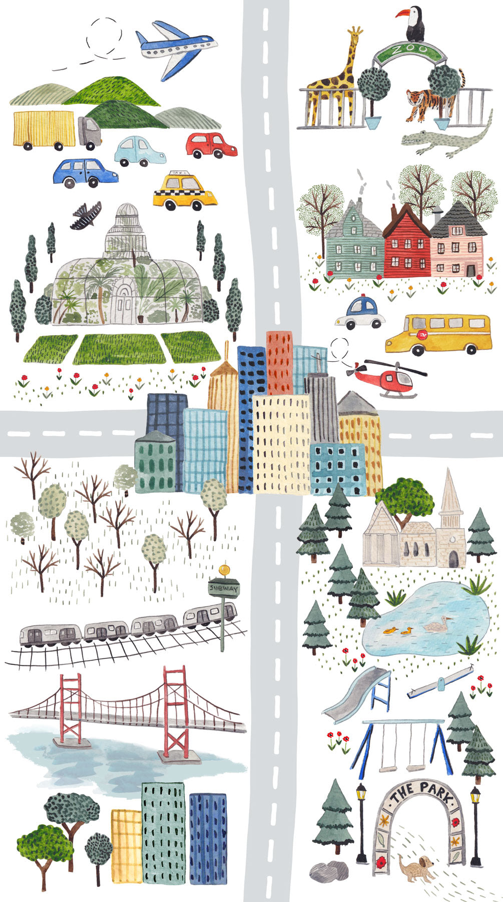 Mini Metropolis by Sara Boccaccini Meadows, City Panel, White