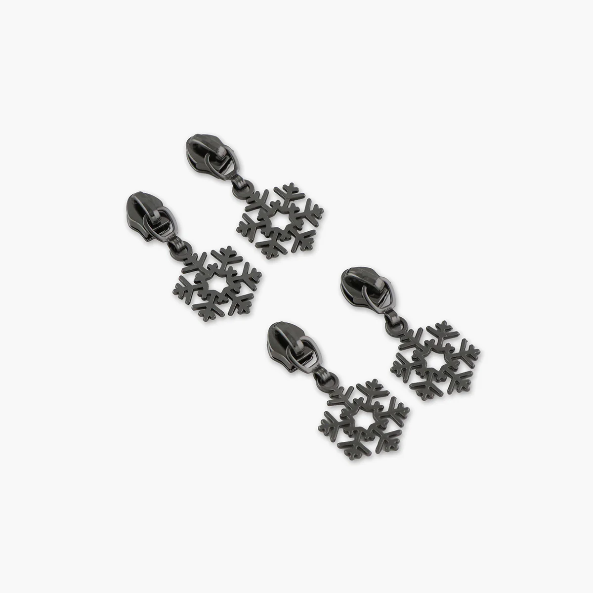 Sallie Tomato Zipper Pull, Snowflake - Gunmetal, 4pk