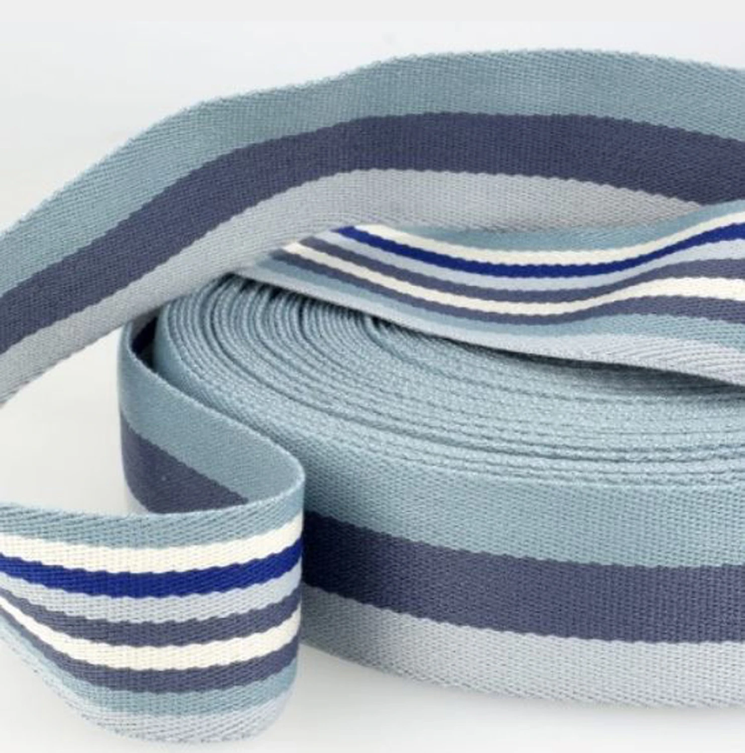 Double Sided Striped Webbing 40mm Blues - $2.50 per 1/4 metre