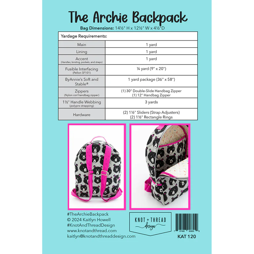 Archie Backpack Pattern