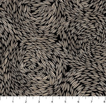 Rhythm & Leaves, Black (45% Cotton / 55% Linen)