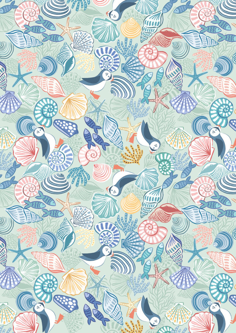 Seas the Day by Lewis & Irene, Puffins and Shells