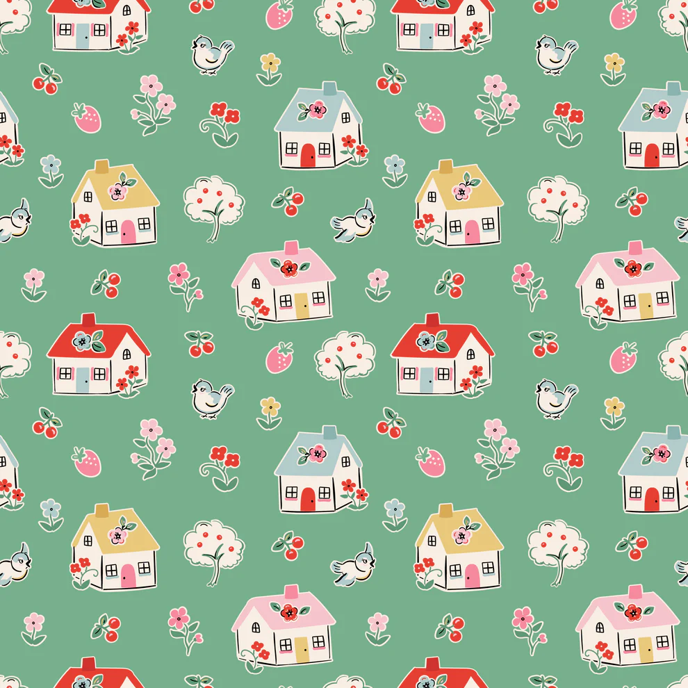 Home Sweet Home by Poppie Cotton, Happy Home - Green