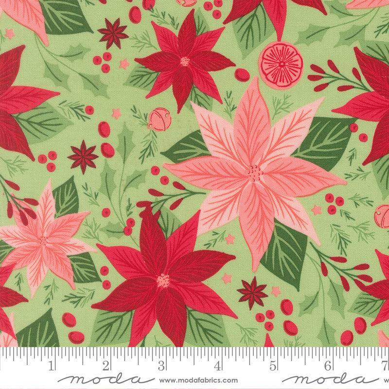 Merrily on High by Sweetfire Road for Moda, Poinsettia, Evergreen
