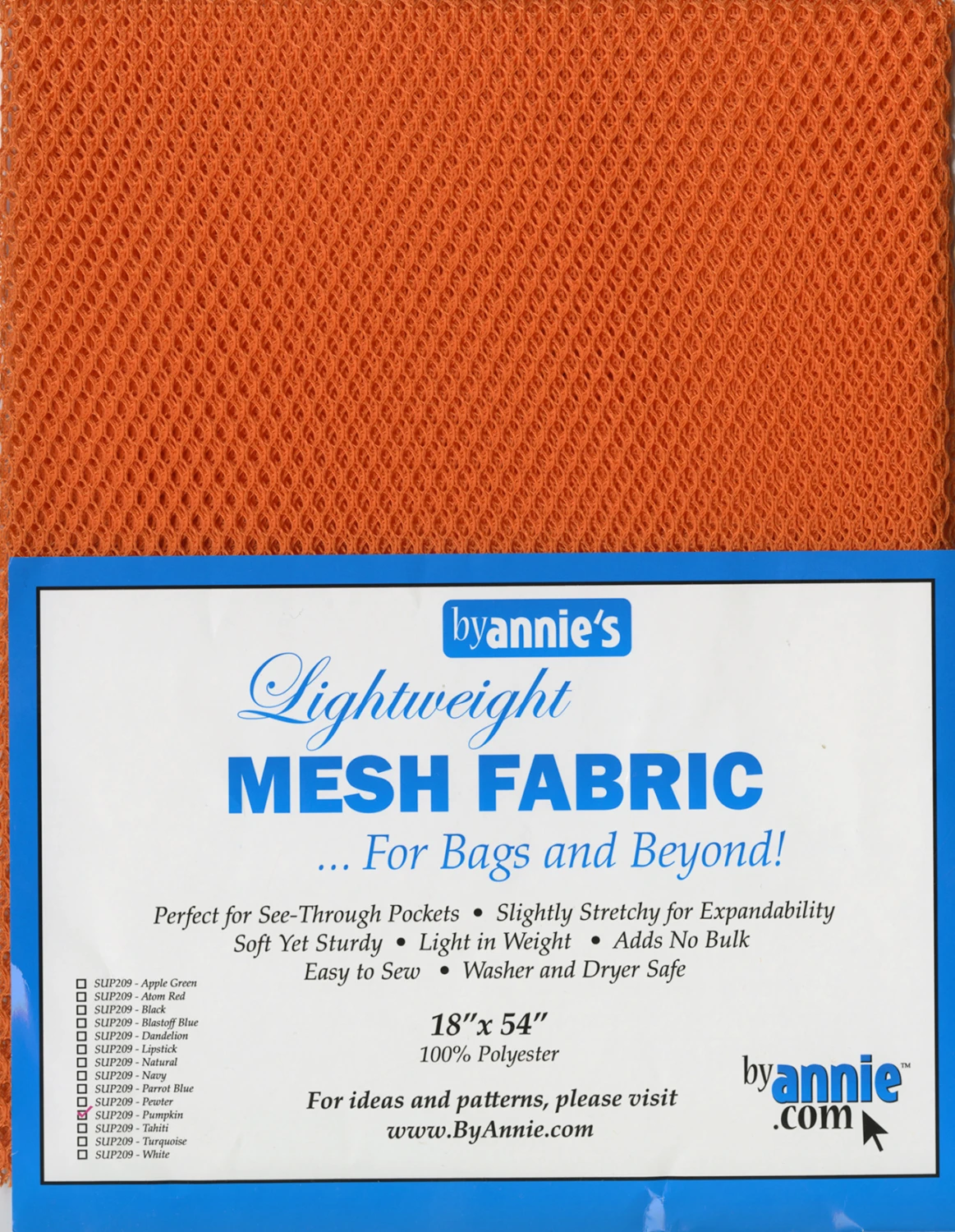 Lightweight Mesh Fabric 18" x 54", Pumpkin