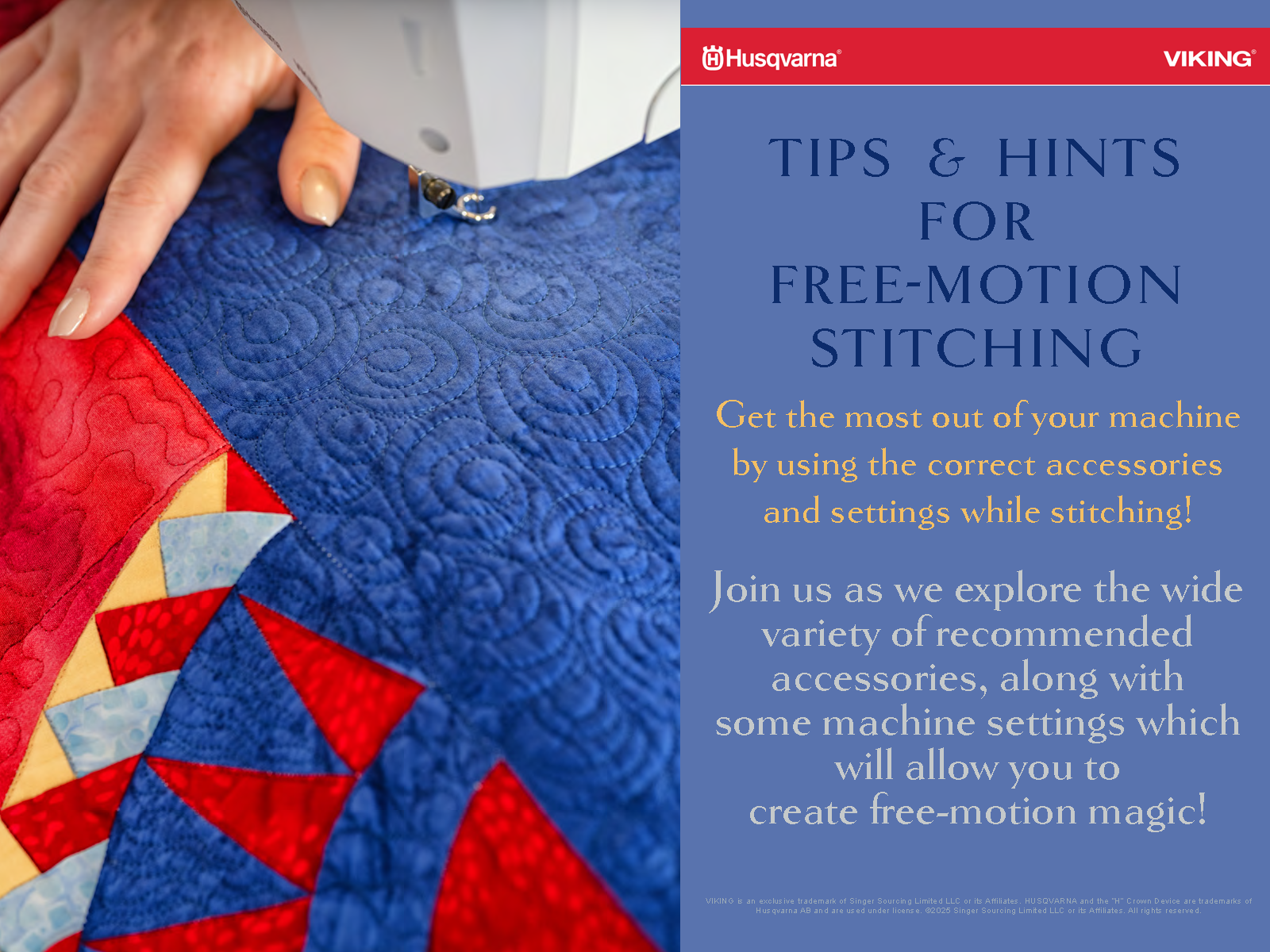 Tips & Hints for Free Motion Stitching *Online Class* - Wed, March 19 - 6:30pm to 8:00pm *Atlantic Time