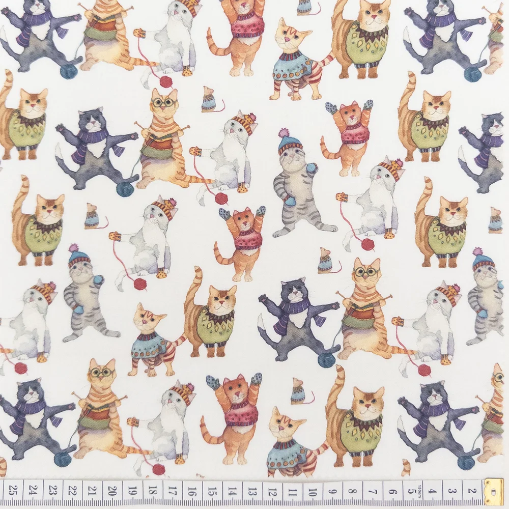 Woolly Friends by Emma Ball for Gordon Fabrics, Cats in Sweaters