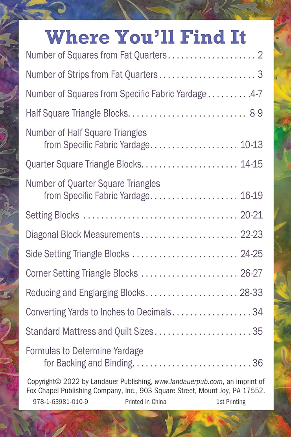 Updated No Math Quilt Charts & Formulas