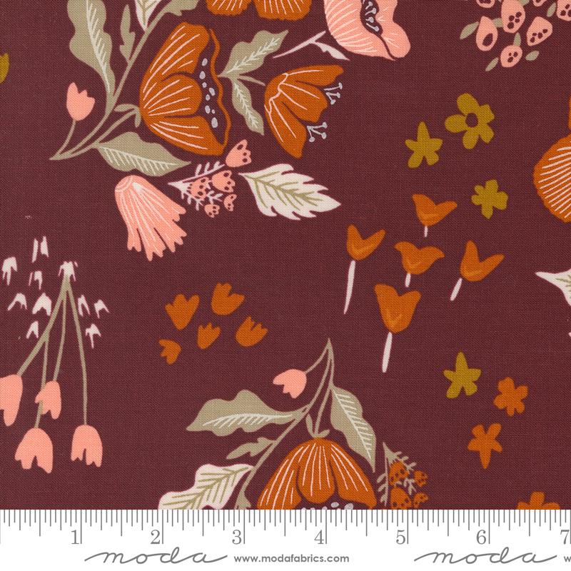 Folk & Lore by Fancy That Design House, Garden Tales Large Florals, Burgundy