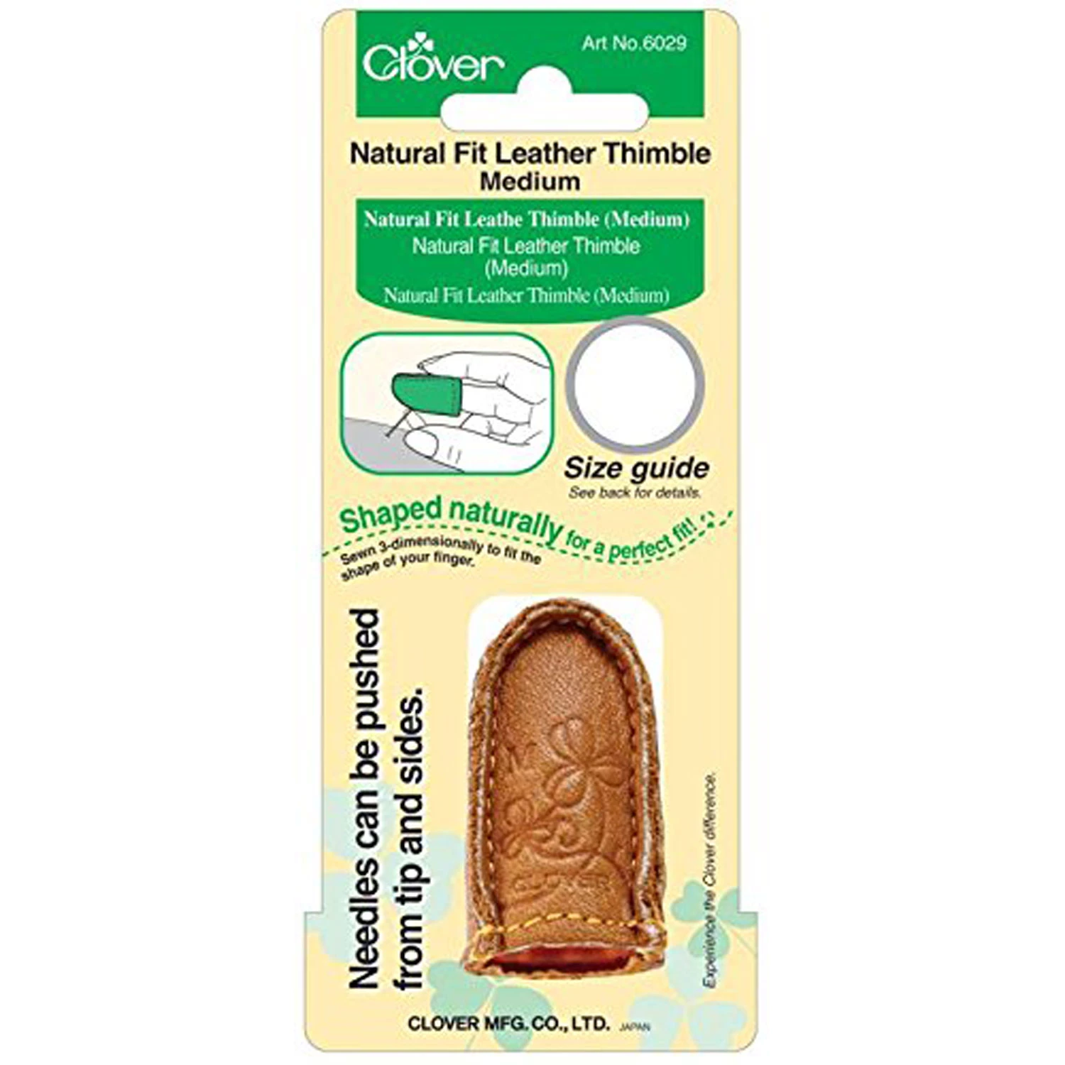 Clover Natural Leather Thimble, Medium