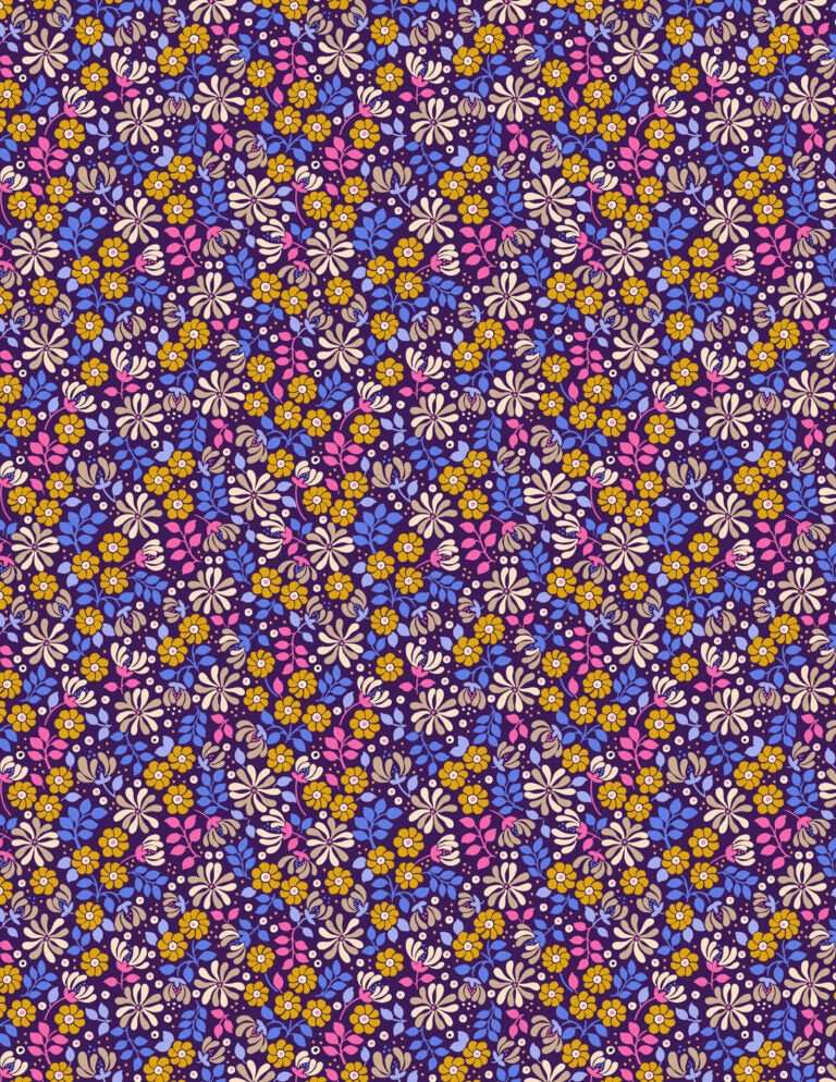 Boho Blooms, Floral Burst, Dark Purple