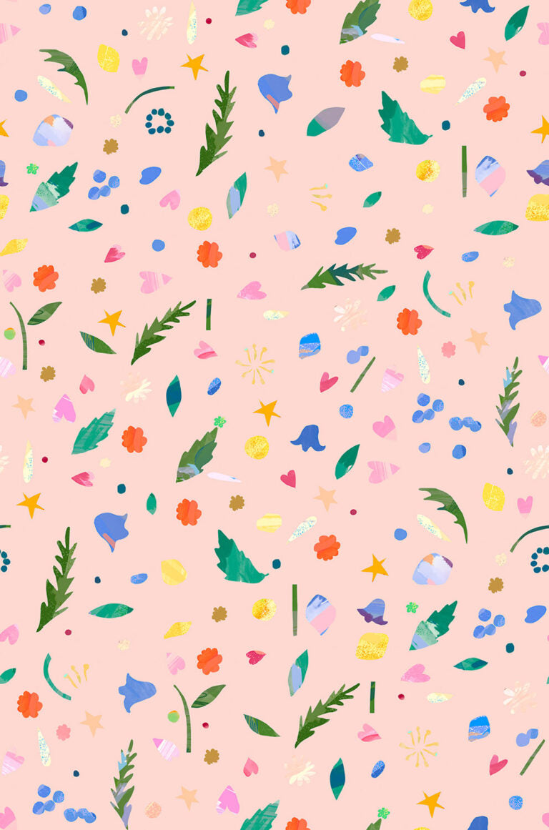 Flower Market by Wee Blue Bell for Lewis & Irene, Petal Confetti, Blush