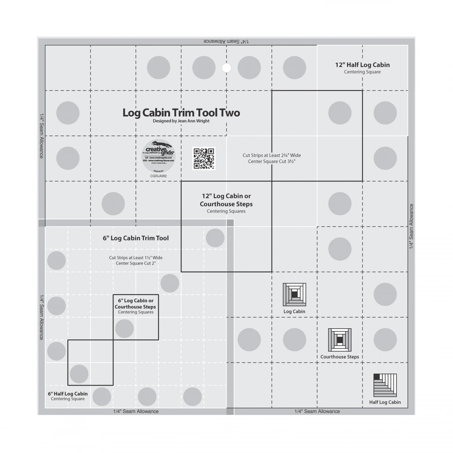 Creative Grids Log Cabin Trim Tool Two 6in & 12in Blocks