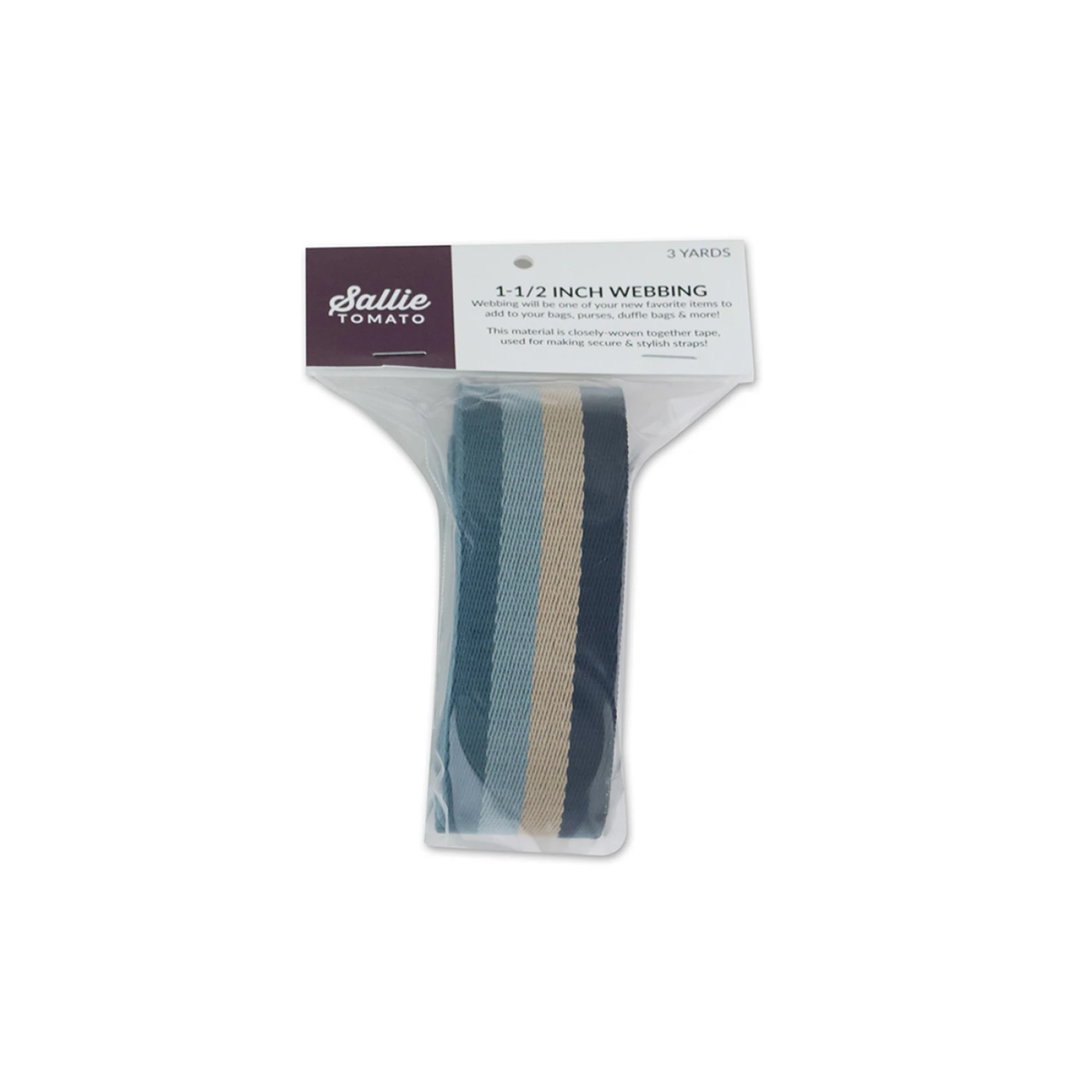 Sallie Tomato 1.5" Webbing 3 yards, Striped Coastal