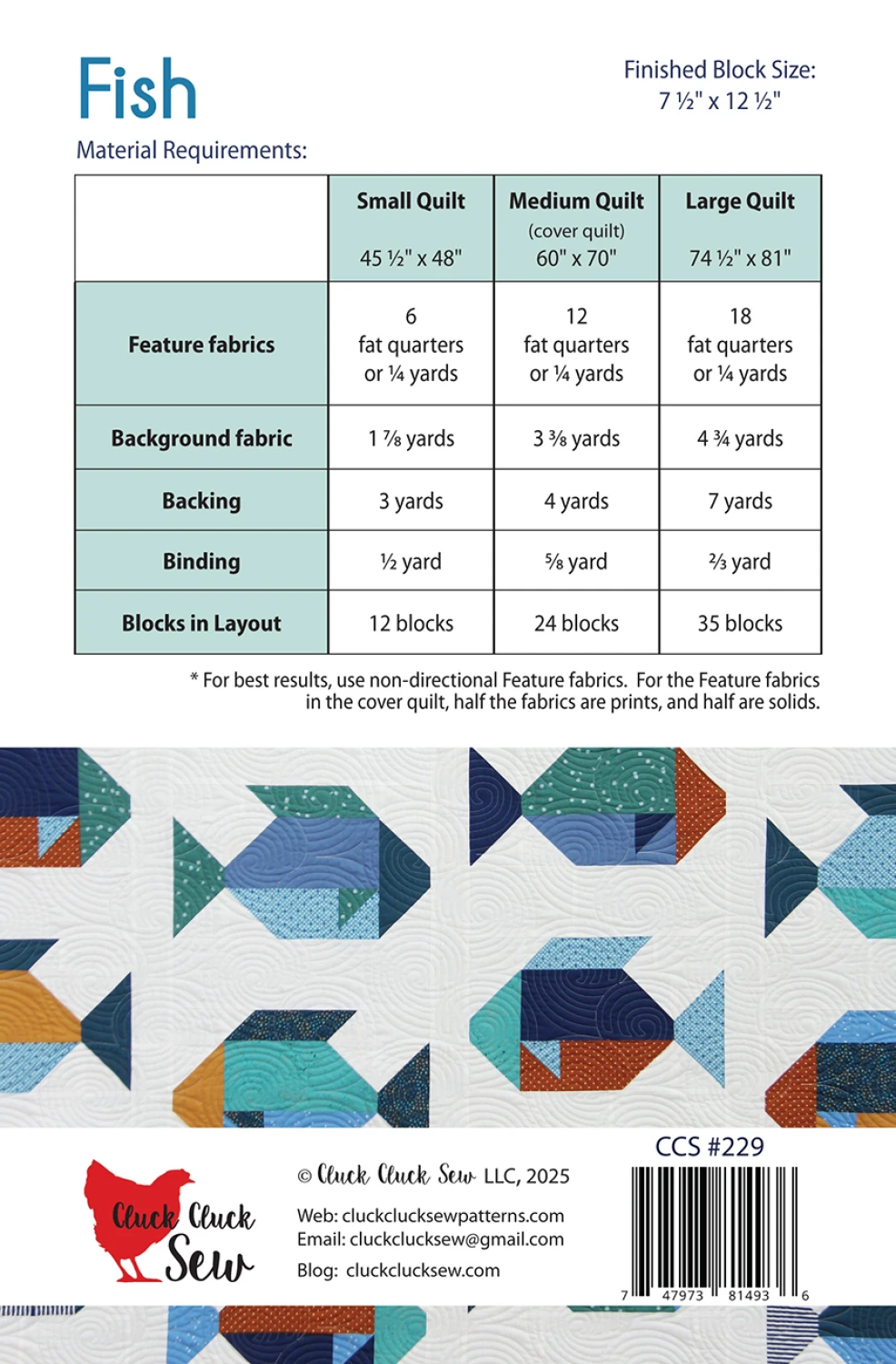 Cluck Cluck Sew Fish Quilt Pattern