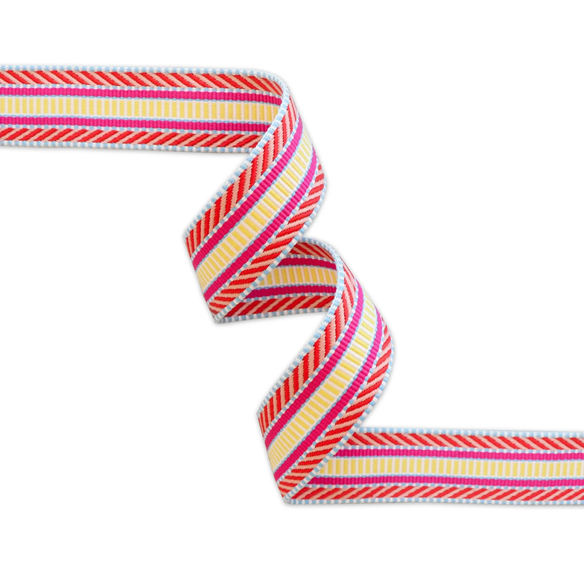 Sallie Tomato 1.5" Webbing - Railroad Track, Neon - $5.50/metre