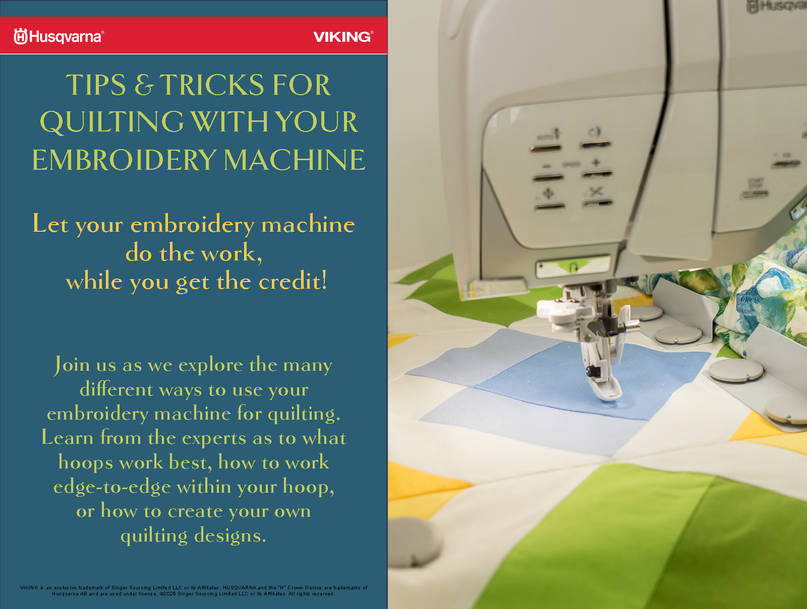 Best Tips & Tricks for Quilting with Your Embroidery Machine *Online Class* - Wed, March 12 - 6:30pm to 8:00pm *Atlantic Time