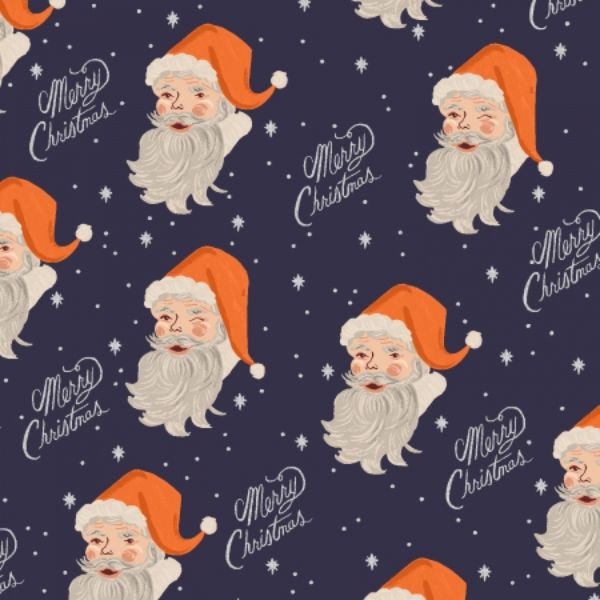 Holiday Classics by Rifle Paper Co, Santa in Navy Metallic